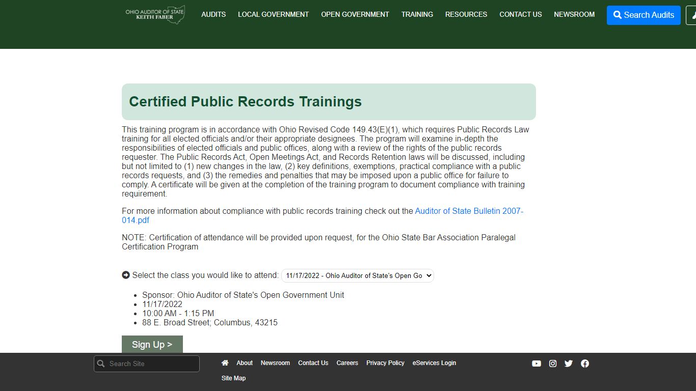 Certified Public Records Trainings - Ohio Auditor