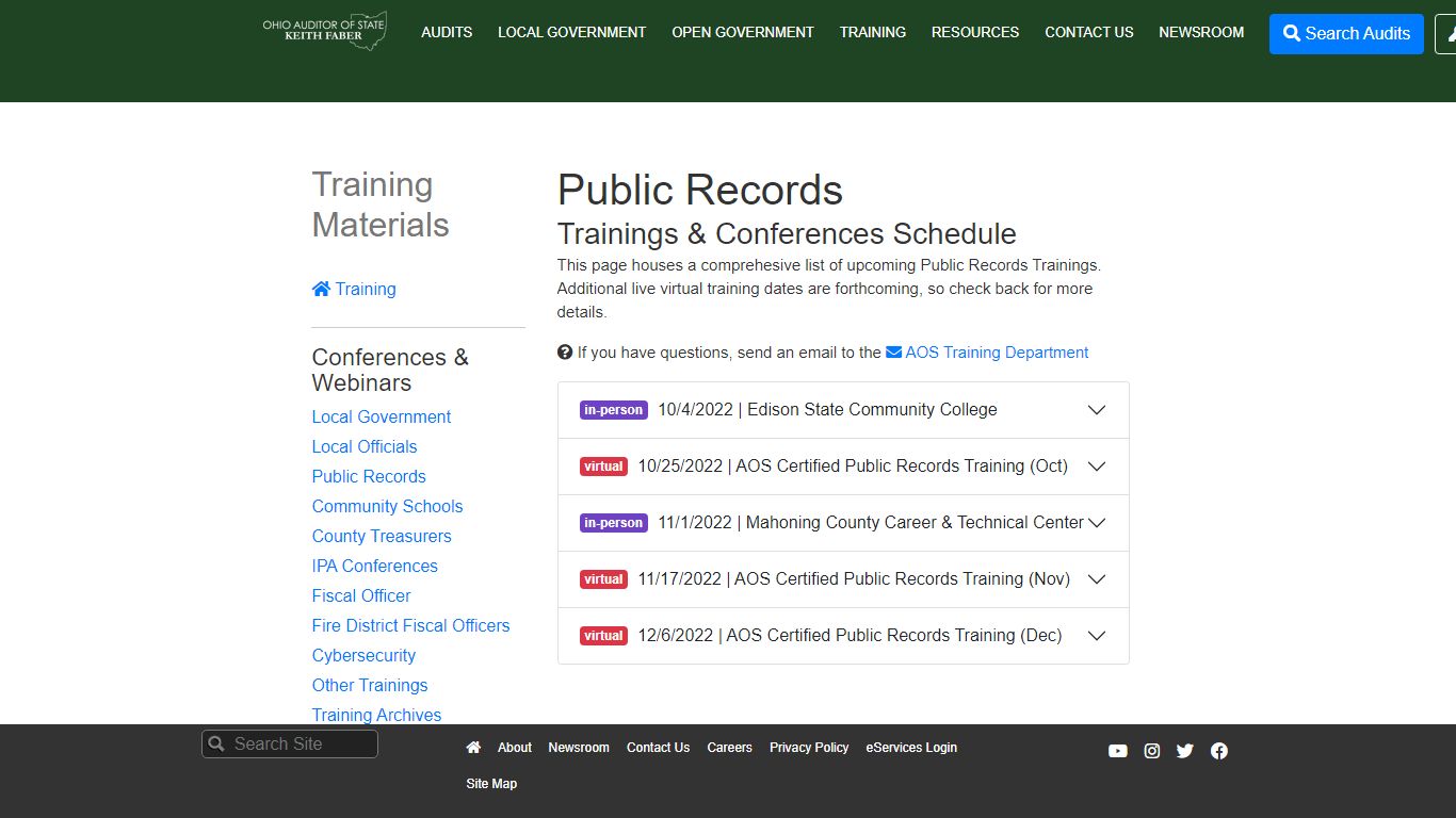 Public Records Trainings - Ohio Auditor