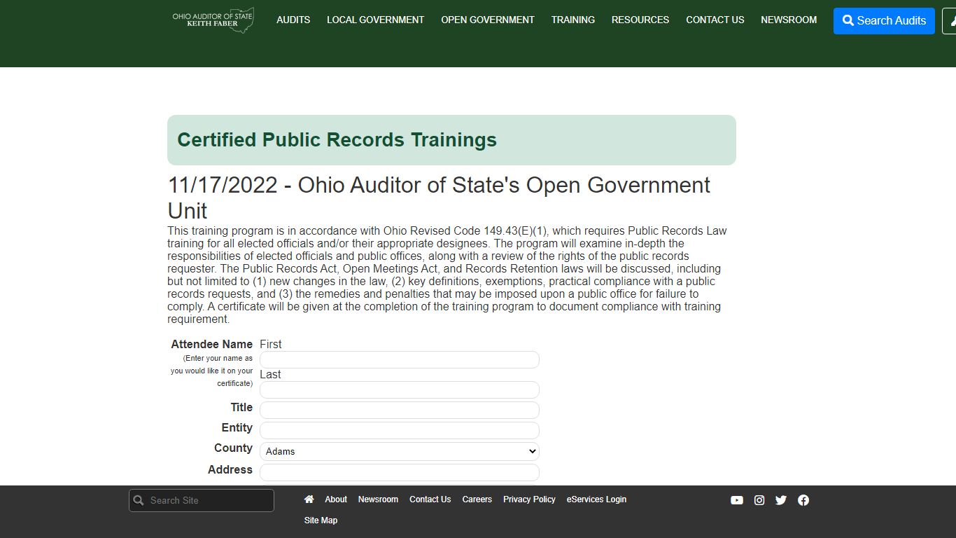 Certified Public Records Trainings - Ohio Auditor