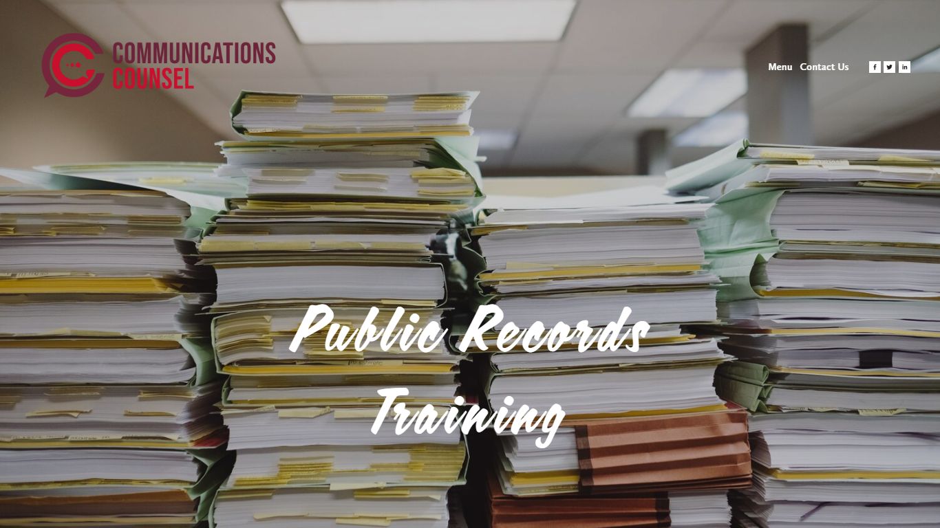 Public Records Training — Communications Counsel